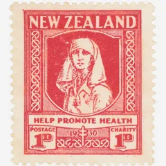 New zealand postage stamp with nurse illustration